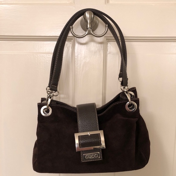 Gucci Handbags - GUCCI CHOCOLATE BROWN SUEDE PURSE